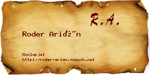 Roder Arián névjegykártya